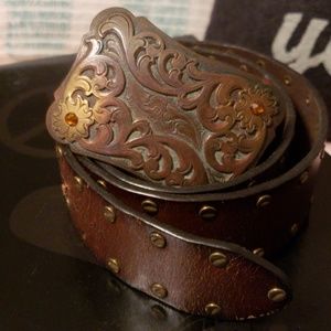 Brown and bronze belt